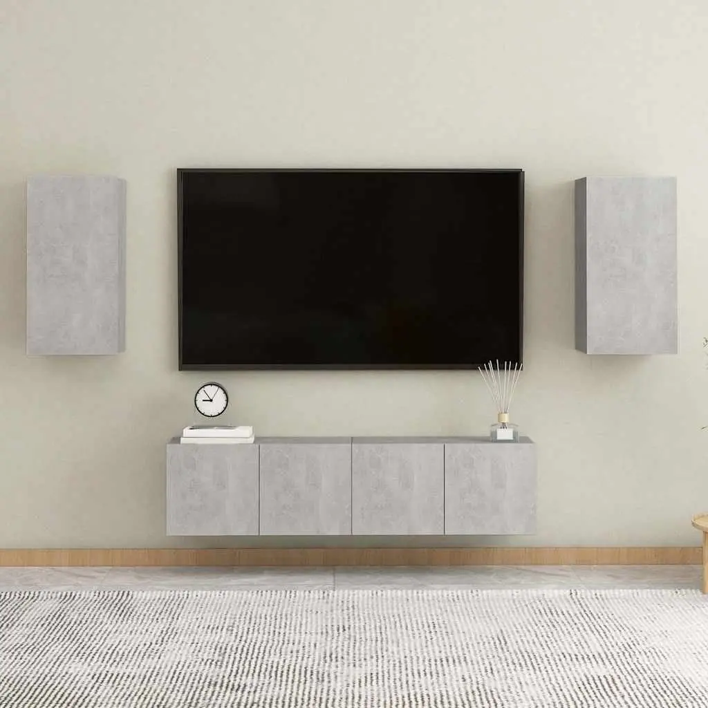 Wall-Mounted TV Cabinet Engineered Wood Grey 2 Shelves
