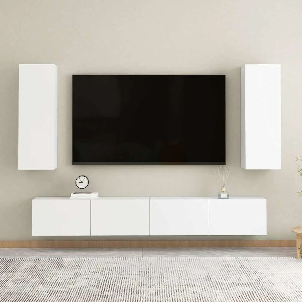 Wall-Mounted TV Cabinet Set with 2 Shelves