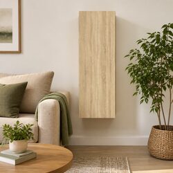 Sturdy Wall-Mounted TV Cabinet with Shelves in Brown