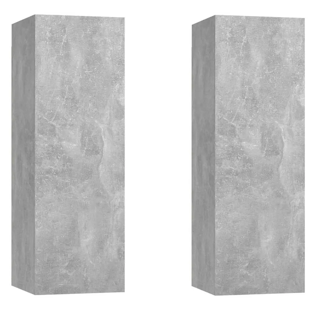 Wall-Mounted TV Cabinet Set Engineered Wood 30.5 x 30 x 90 cm Concrete Grey