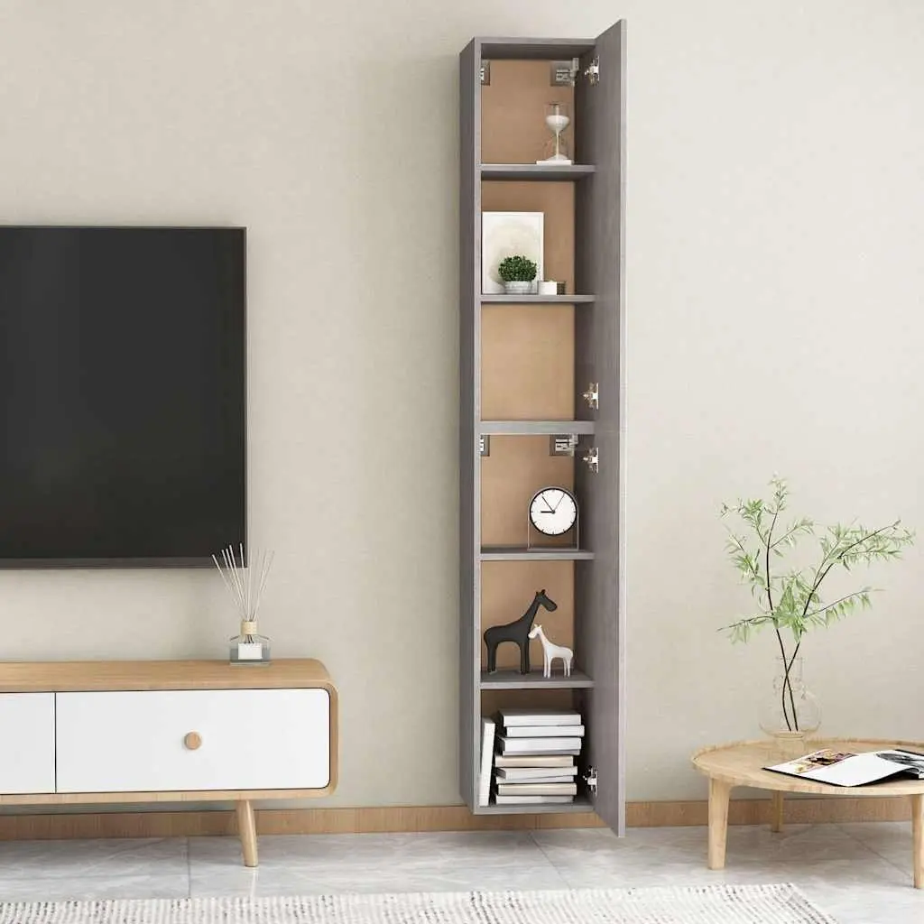 Wall-Mounted TV Cabinet Set Engineered Wood 30.5 x 30 x 90 cm Concrete Grey