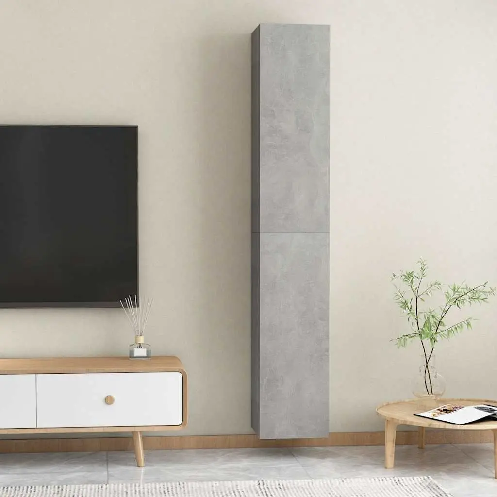 Wall-Mounted TV Cabinet Set Engineered Wood 30.5 x 30 x 90 cm Concrete Grey