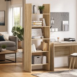 Sonoma Oak Book Cabinet with 5 Compartments, 60x35x180 cm
