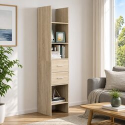 Durable Engineered Wood Book Cabinet with Drawers