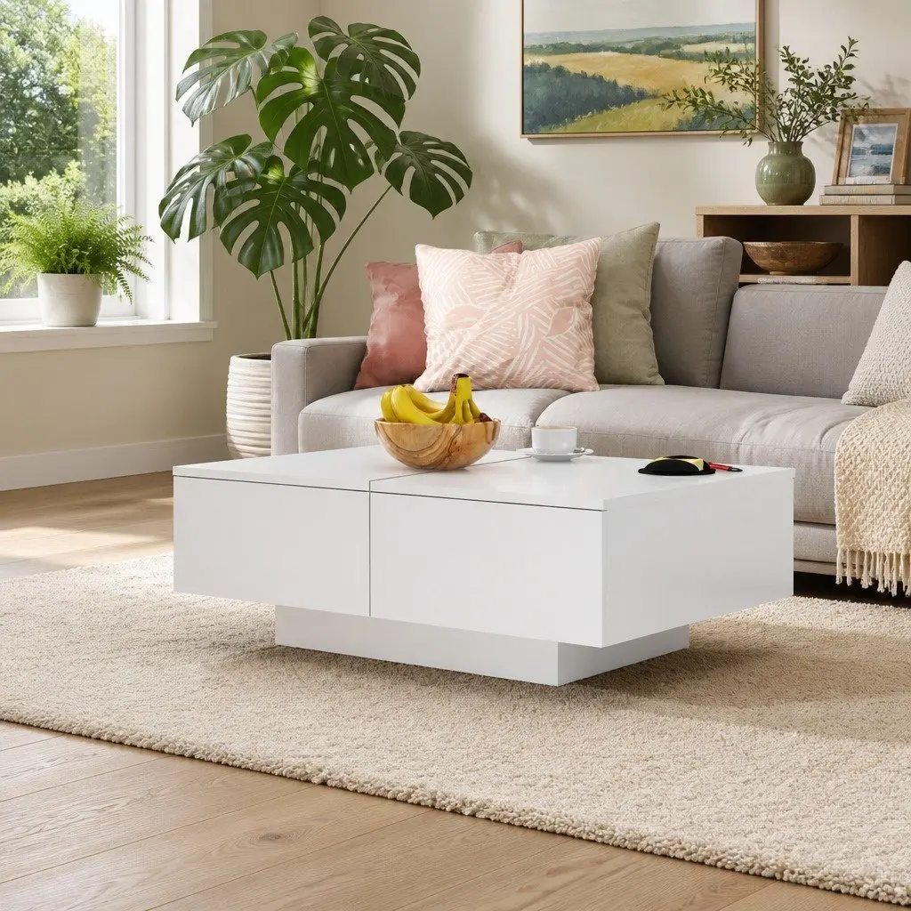 Coffee Table Engineered Wood 90x60x31cm White