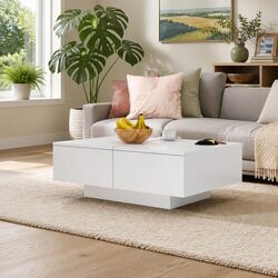 Sturdy White Accent Coffee Table for Living Rooms
