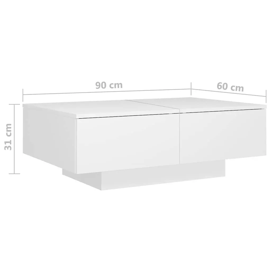 Coffee Table Engineered Wood 90x60x31cm White