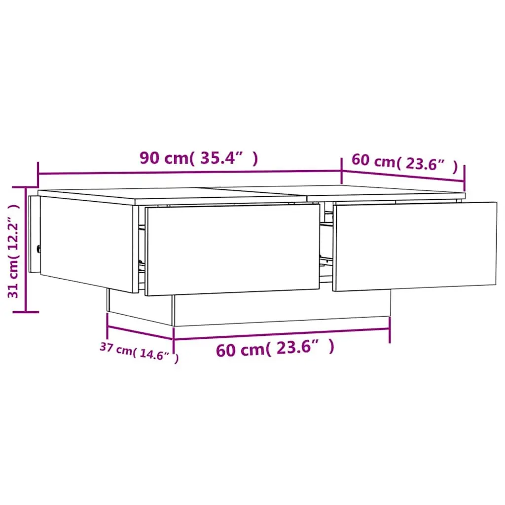 Grey Engineered Wood Coffee Table 90x60x31 cm