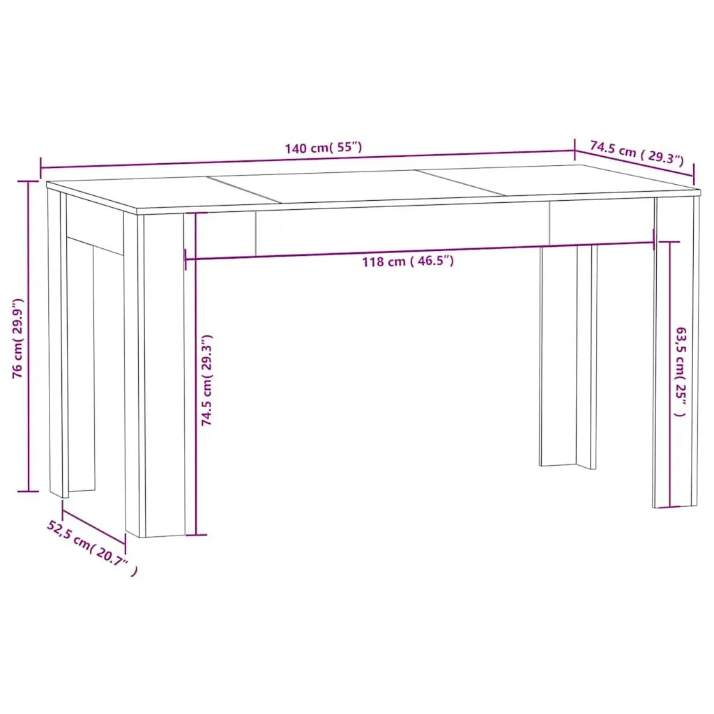 Engineered Wood Dining Table in Sonoma Oak Brown