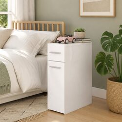 White Engineered Wood Storage Cabinet for Organised Spaces