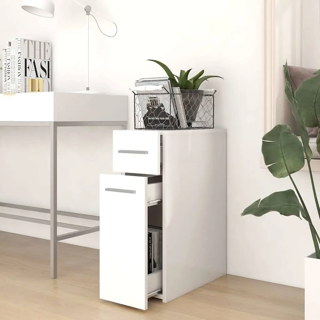 White Engineered Wood Storage Cabinet for Organised Spaces