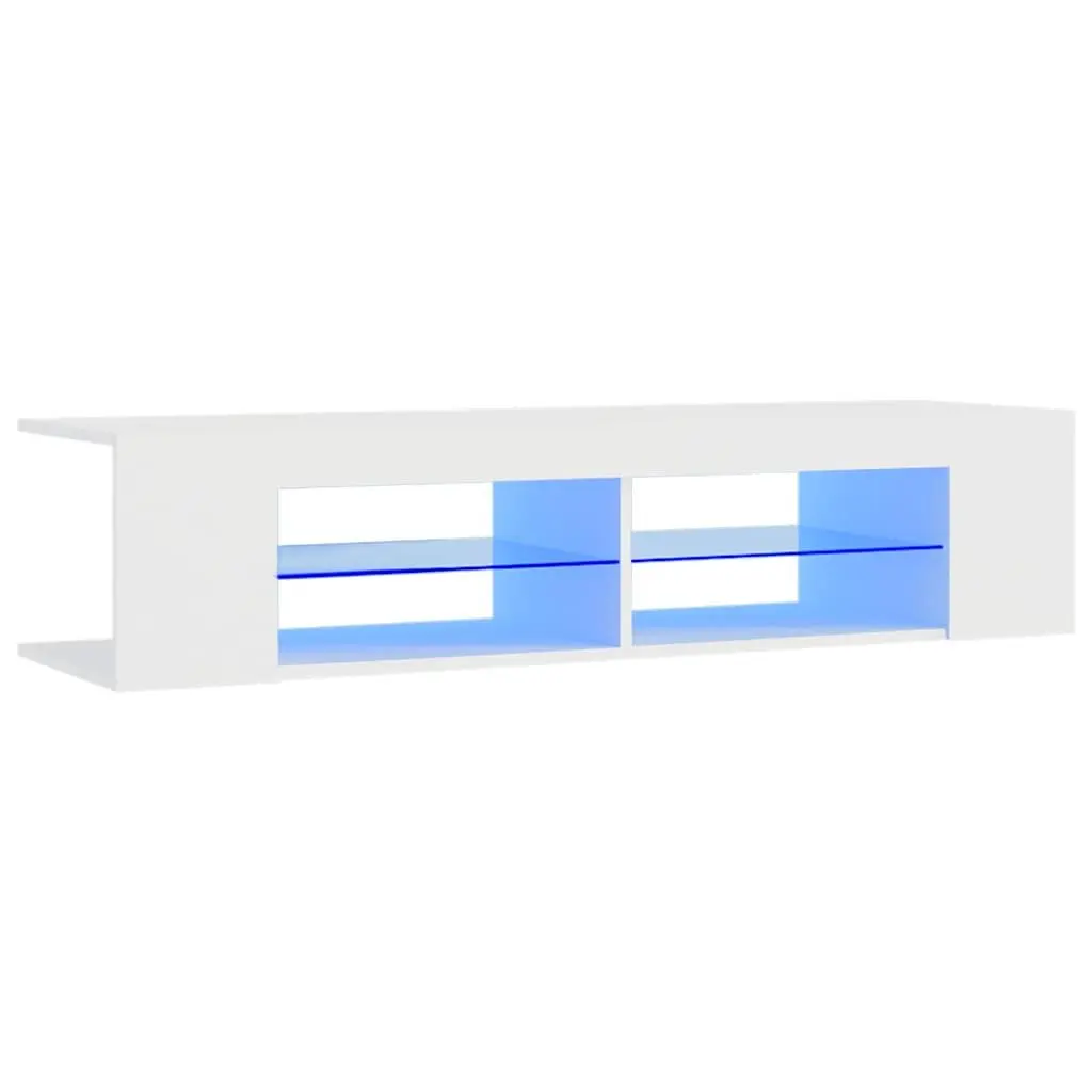 TV Cabinet RGB LED Lights Modern Storage White 135x39x30cm