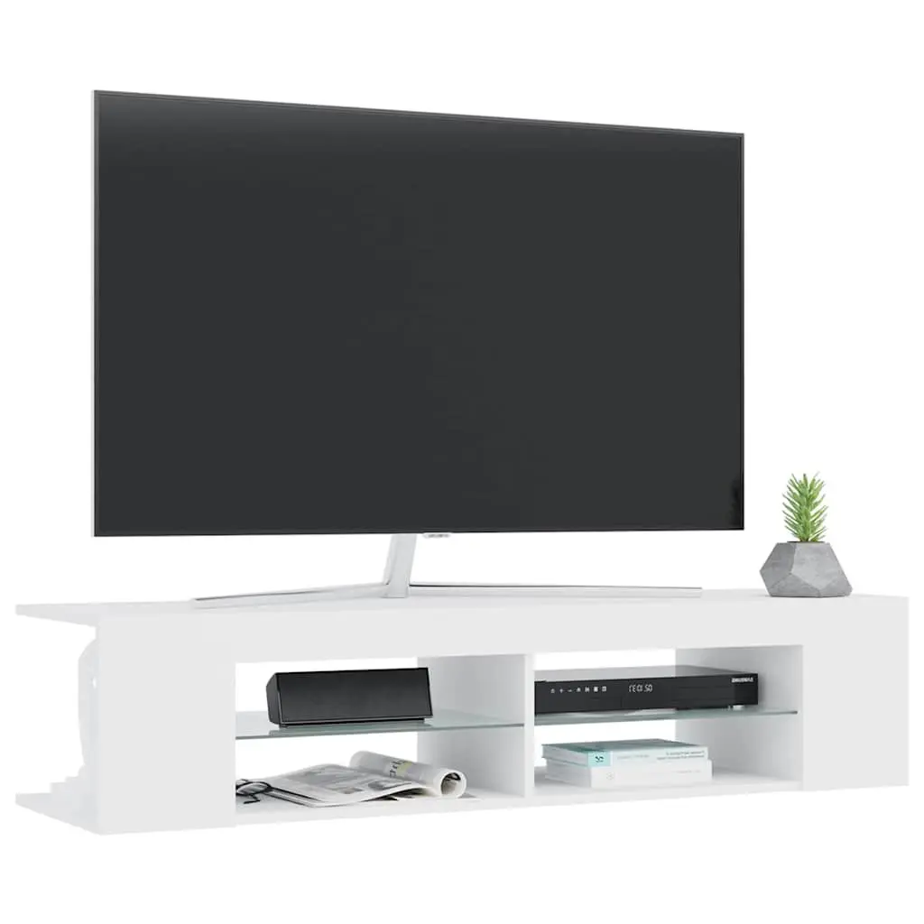TV Cabinet RGB LED Lights Modern Storage White 135x39x30cm