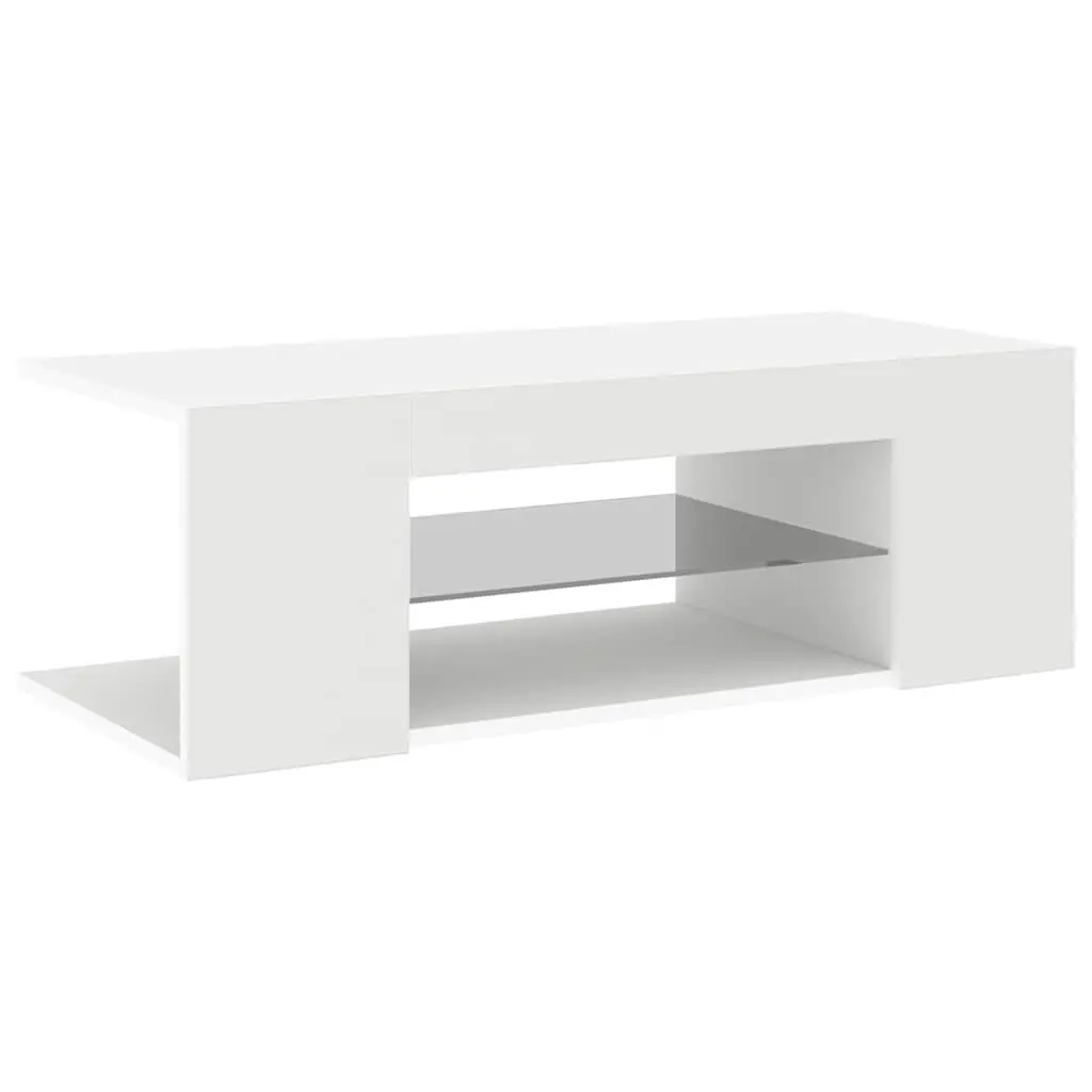 TV Cabinet RGB LED Lights White Modern Media Storage Unit 90 x 39 x 30 cm