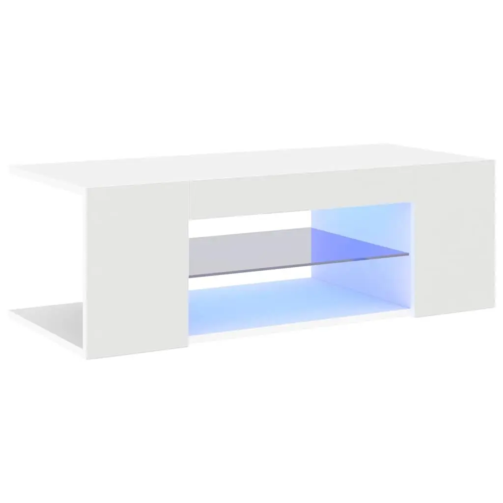 TV Cabinet RGB LED Lights White Modern Media Storage Unit 90 x 39 x 30 cm