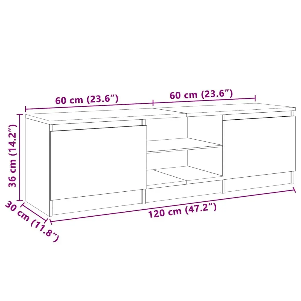 TV Cabinet Wood 120x30x36cm White