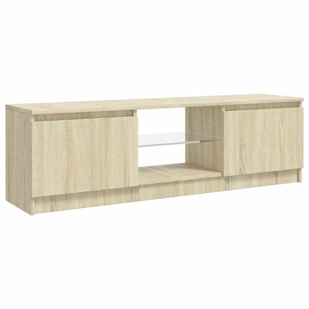 TV Cabinet Storage Unit Media Entertainment Brown RGB LED Lights 120 x 30 x 36 cm