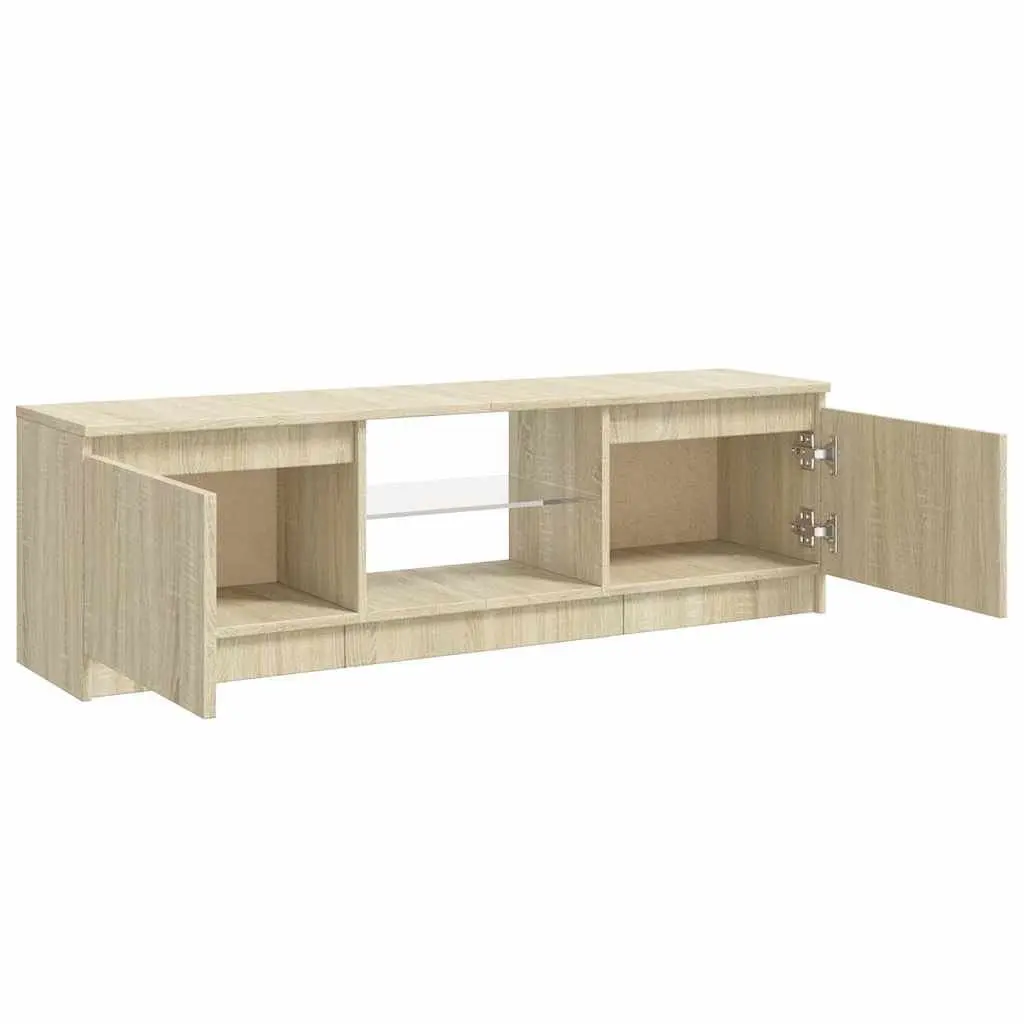 TV Cabinet Storage Unit Media Entertainment Brown RGB LED Lights 120 x 30 x 36 cm