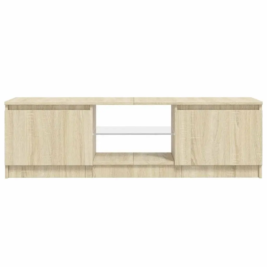 TV Cabinet Storage Unit Media Entertainment Brown RGB LED Lights 120 x 30 x 36 cm