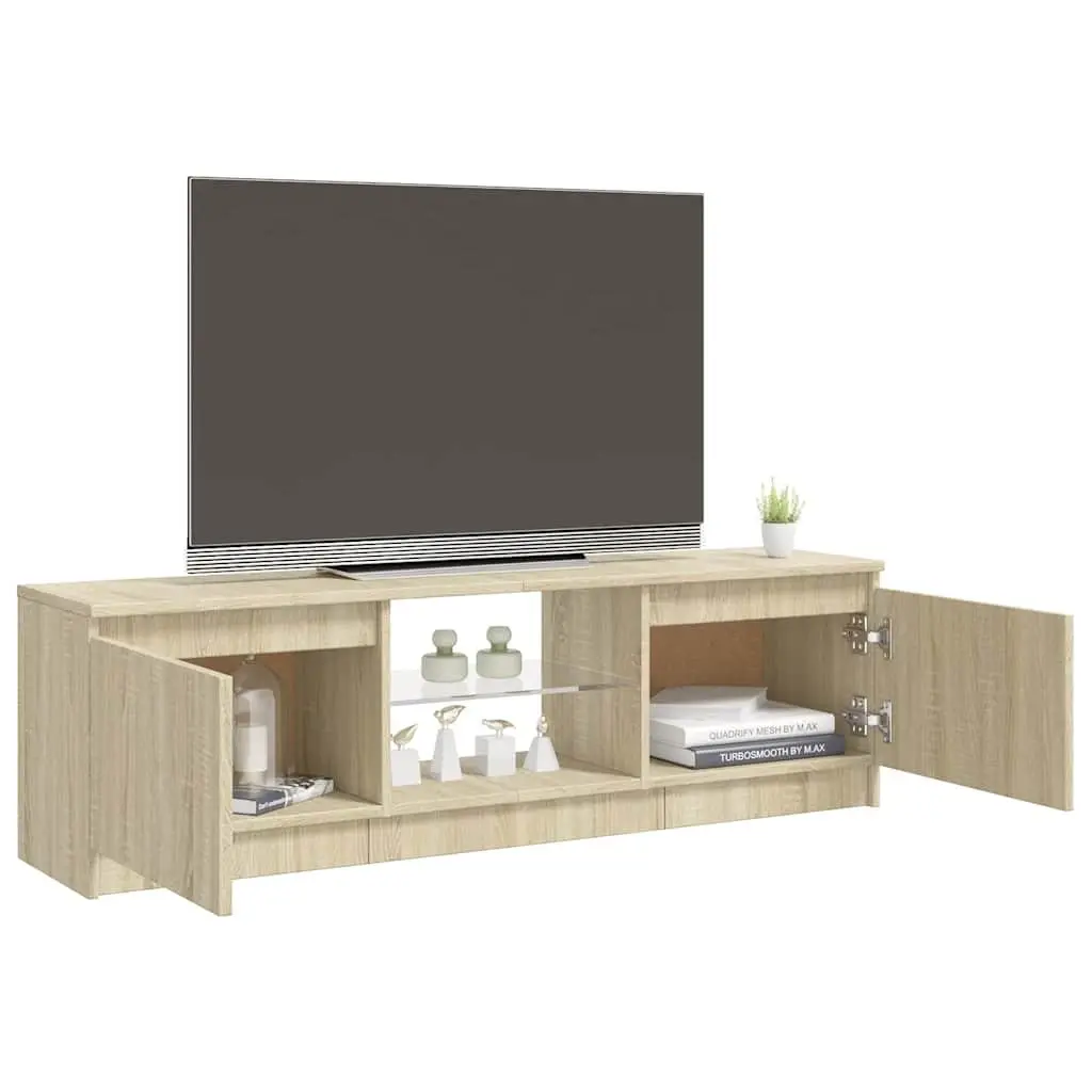 TV Cabinet Storage Unit Media Entertainment Brown RGB LED Lights 120 x 30 x 36 cm