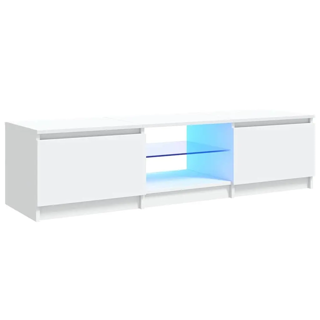 TV Cabinet Engineered Wood 140x40x36cm White with LED Lights
