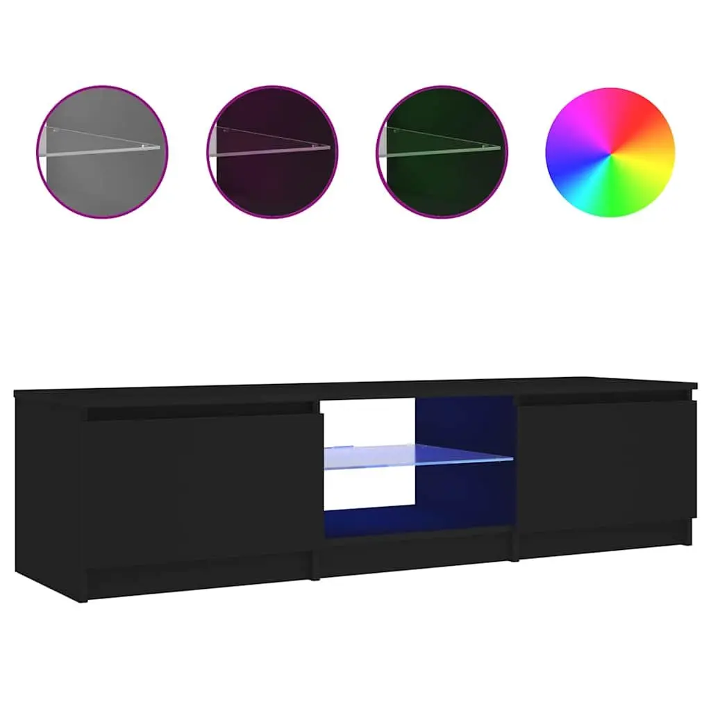 TV Cabinet Black RGB LED Lights 140x40x36cm Entertainment Unit Storage Organizer