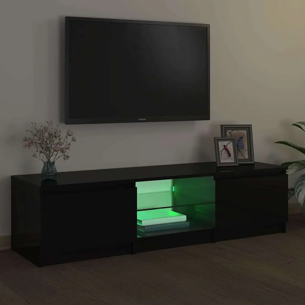 TV Cabinet Black RGB LED Lights 140x40x36cm Entertainment Unit Storage Organizer