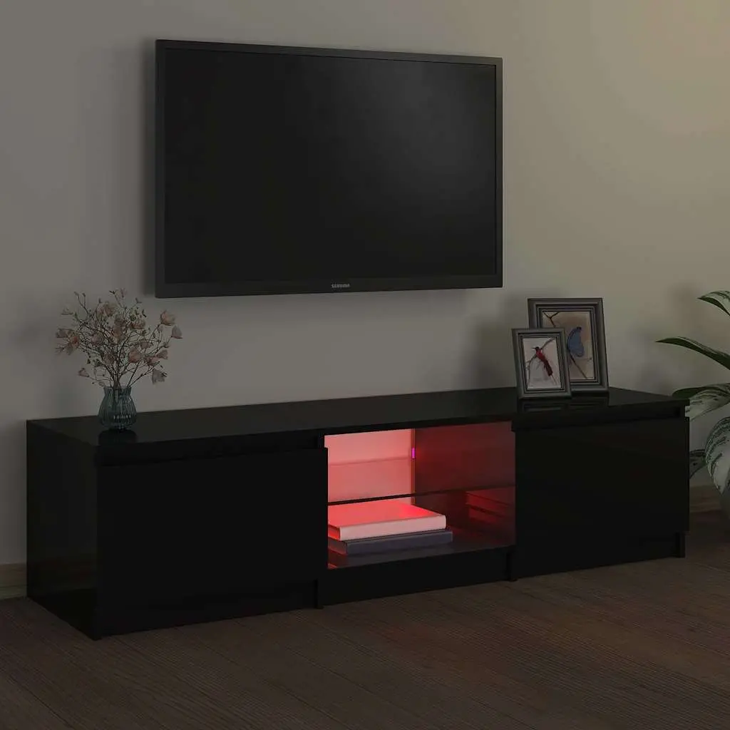 TV Cabinet Black RGB LED Lights 140x40x36cm Entertainment Unit Storage Organizer