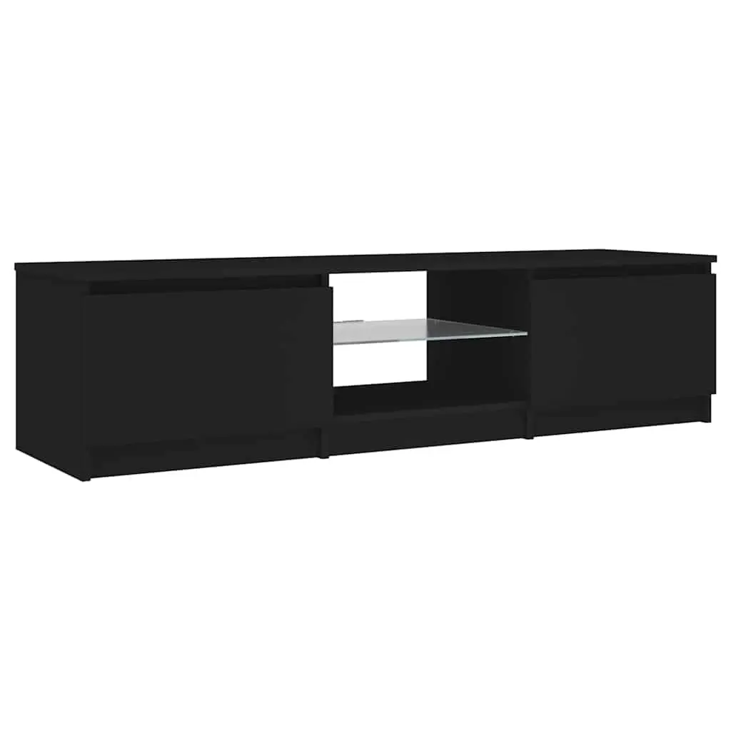 TV Cabinet Black RGB LED Lights 140x40x36cm Entertainment Unit Storage Organizer