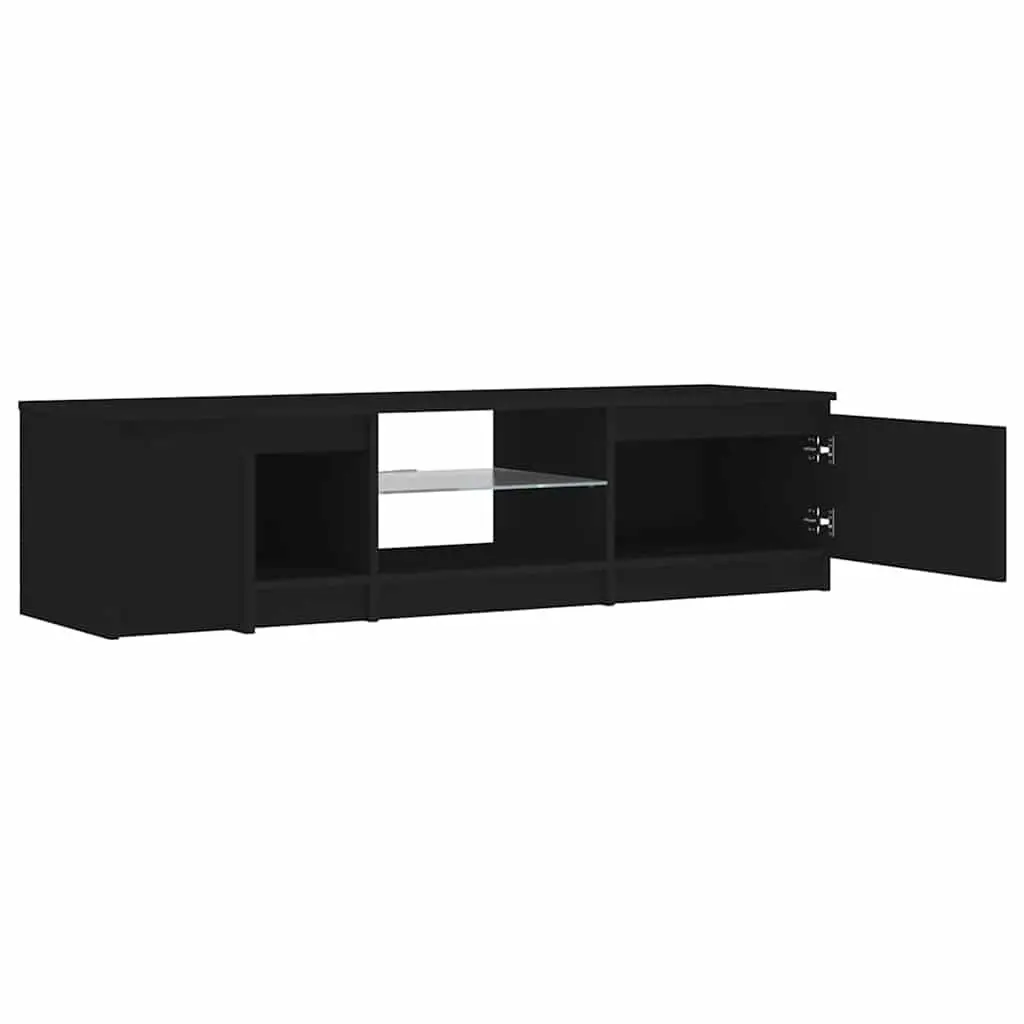 TV Cabinet Black RGB LED Lights 140x40x36cm Entertainment Unit Storage Organizer