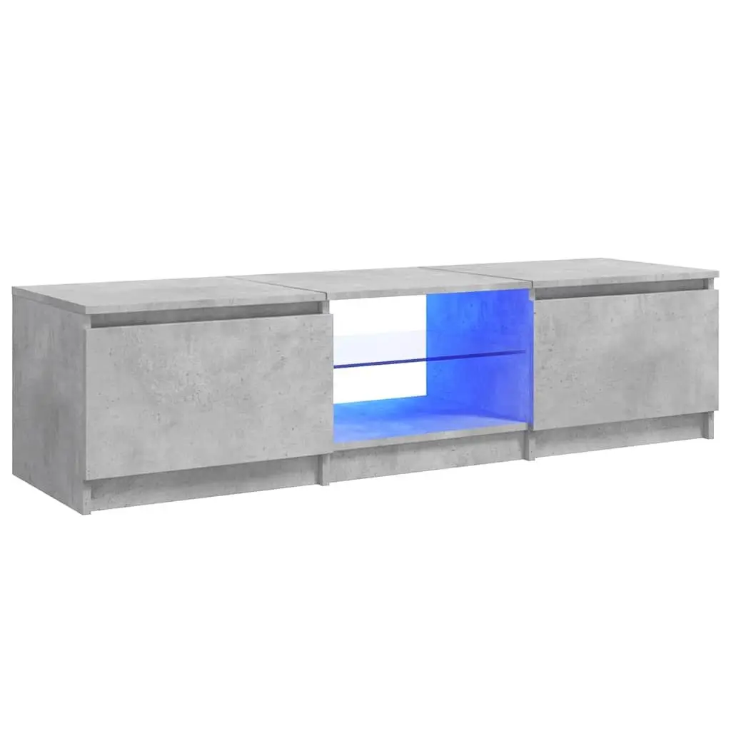 Grey TV Cabinet with LED Lighting and Ample Storage