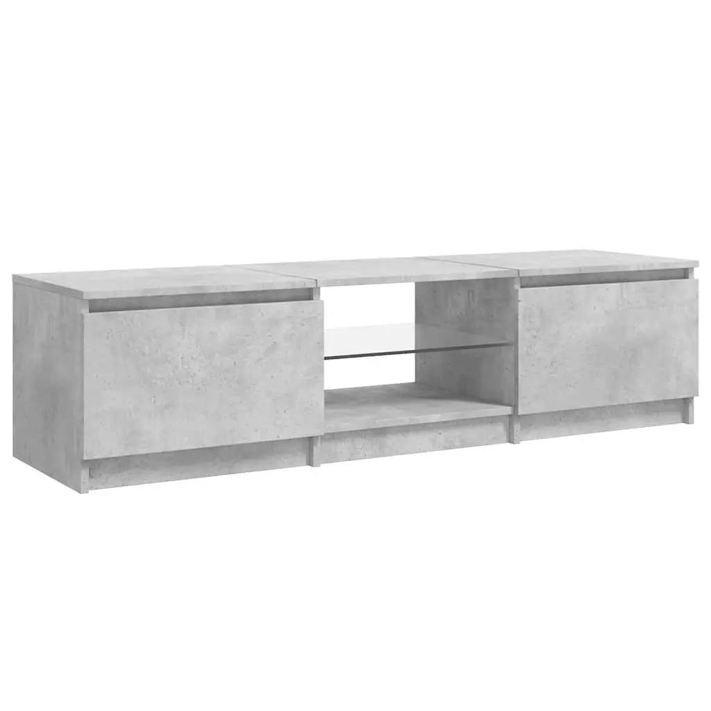 Grey TV Cabinet with LED Lighting and Ample Storage