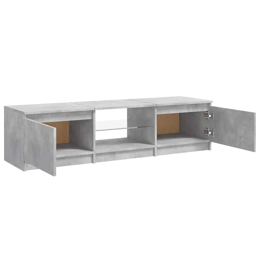 Grey TV Cabinet with LED Lighting and Ample Storage