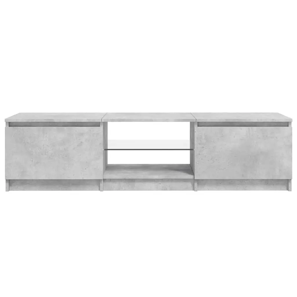 Grey TV Cabinet with LED Lighting and Ample Storage