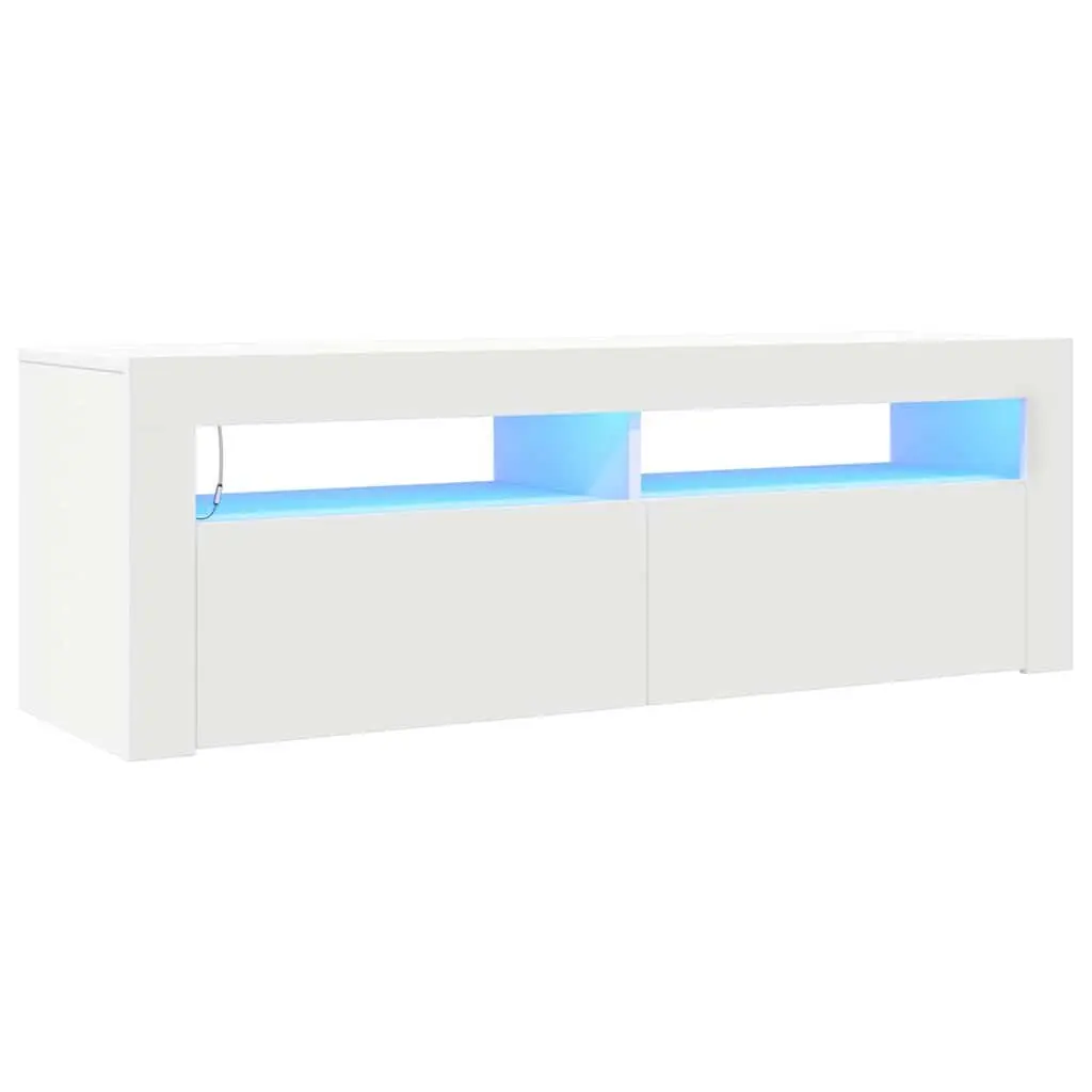 TV Cabinet RGB LED Lights White Modern Entertainment Stand Storage Unit 120x35x40cm