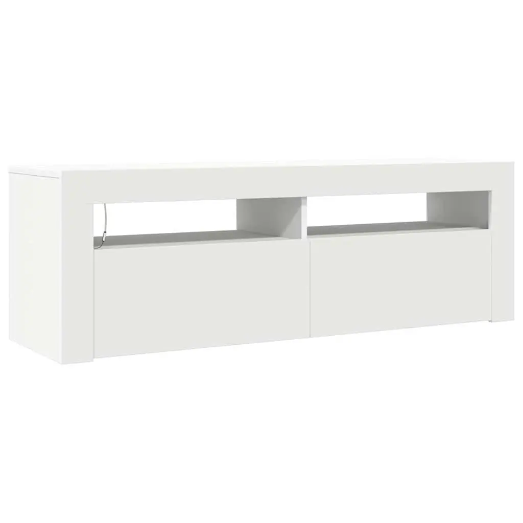 TV Cabinet RGB LED Lights White Modern Entertainment Stand Storage Unit 120x35x40cm