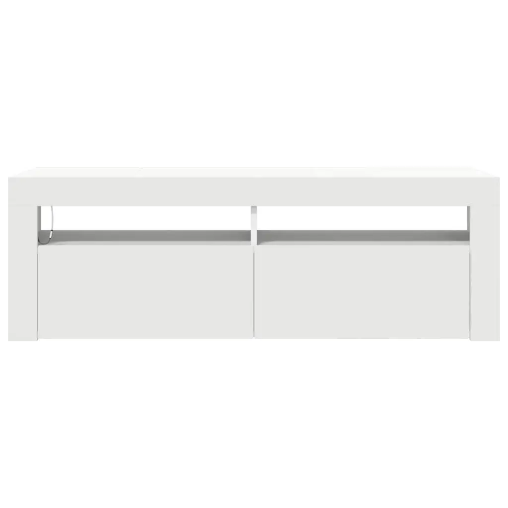 TV Cabinet RGB LED Lights White Modern Entertainment Stand Storage Unit 120x35x40cm