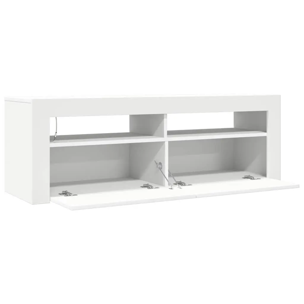 TV Cabinet RGB LED Lights White Modern Entertainment Stand Storage Unit 120x35x40cm