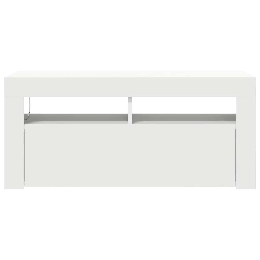 White LED TV Cabinet with Adjustable Shelves