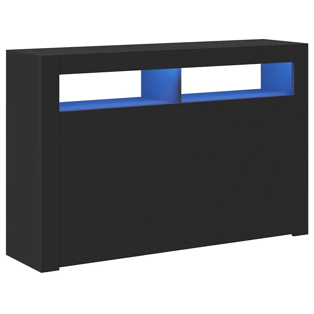 Sideboard Storage Cabinet Black RGB LED Lights 115.5x30x75 cm