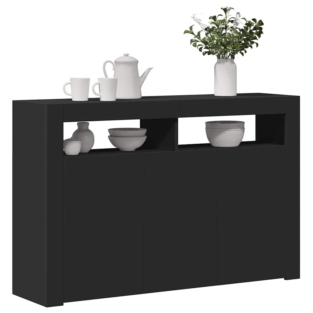 Sideboard Storage Cabinet Black RGB LED Lights 115.5x30x75 cm