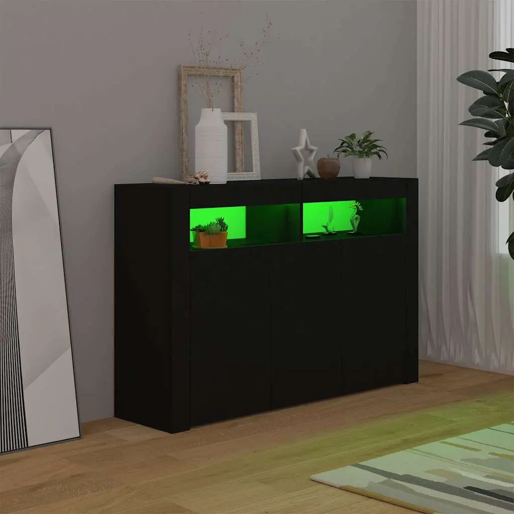 Sideboard Storage Cabinet Black RGB LED Lights 115.5x30x75 cm