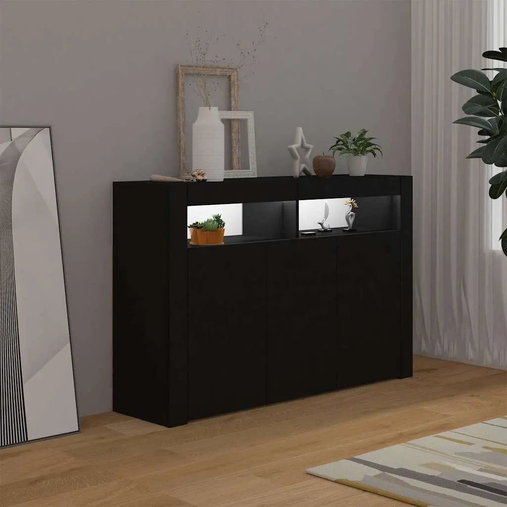 Sideboard Storage Cabinet Black RGB LED Lights 115.5x30x75 cm