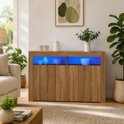 Brown Sonoma Oak Sideboard with RGB LED Lights 115.5x30x75 cm