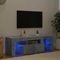 Sturdy Grey TV Cabinet with LED Lights and Storage
