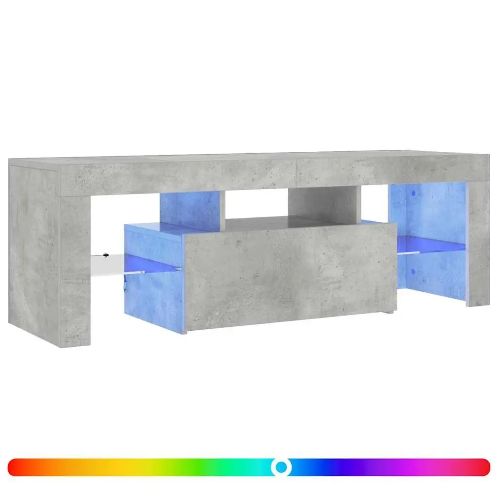 Grey Media Storage Unit LED Lights TV Cabinet Living Room Furniture 120L x 35W x 40H cm
