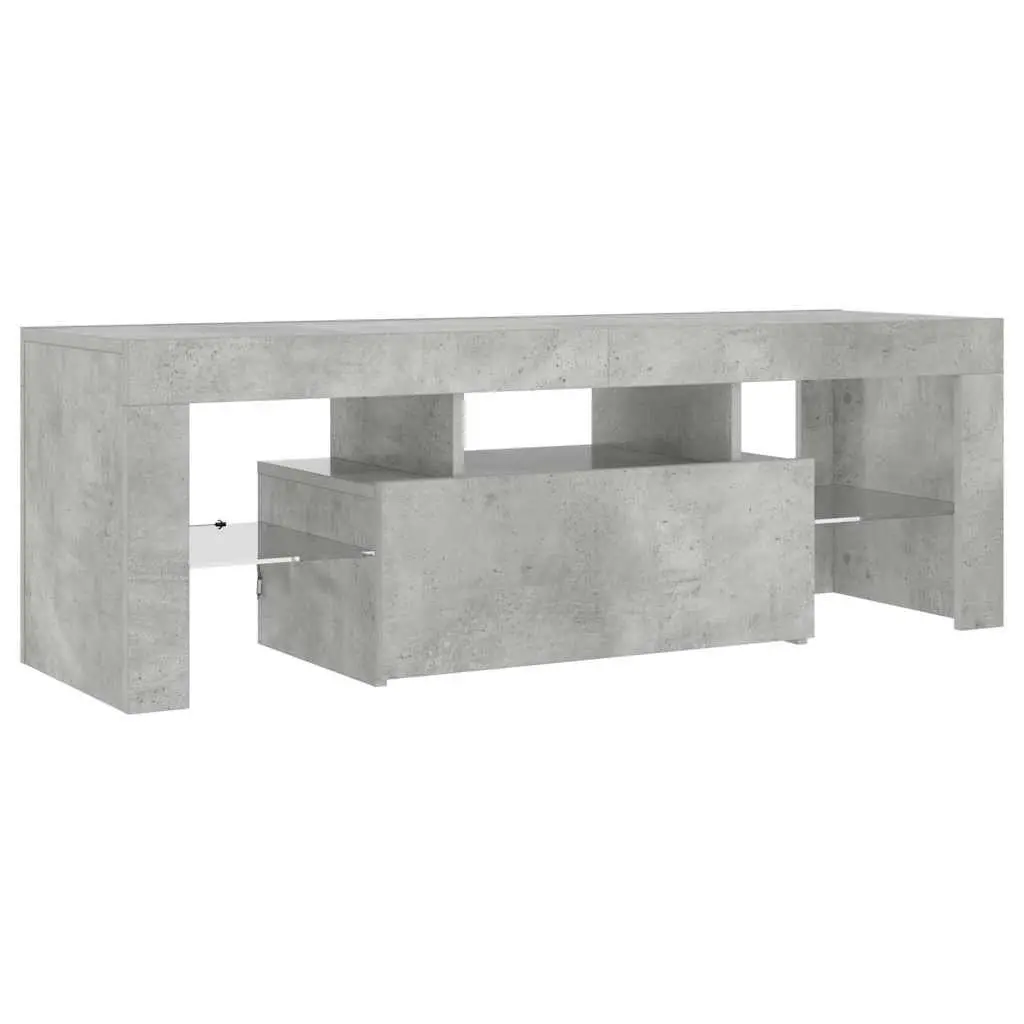Grey Media Storage Unit LED Lights TV Cabinet Living Room Furniture 120L x 35W x 40H cm