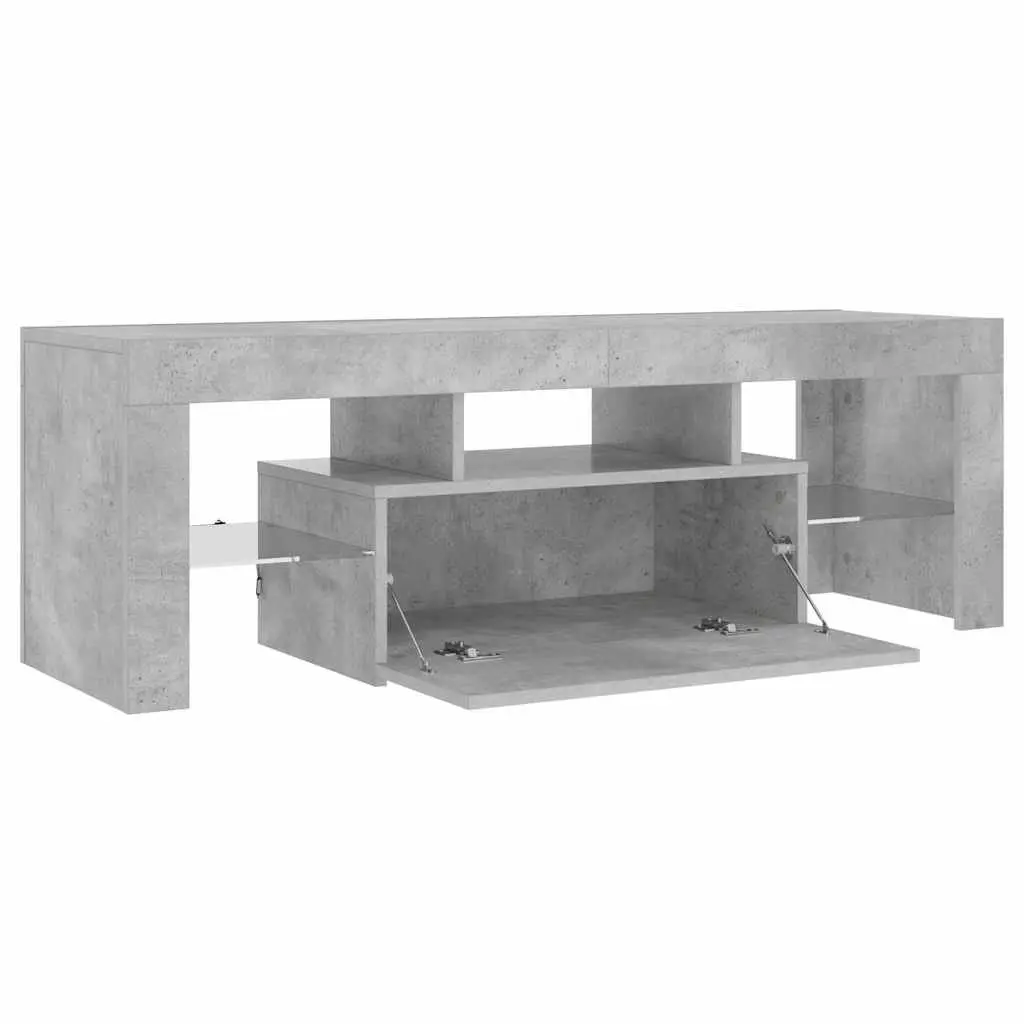 Grey Media Storage Unit LED Lights TV Cabinet Living Room Furniture 120L x 35W x 40H cm