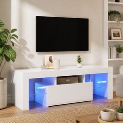 Modern White High Gloss TV Cabinet with RGB LED Lights