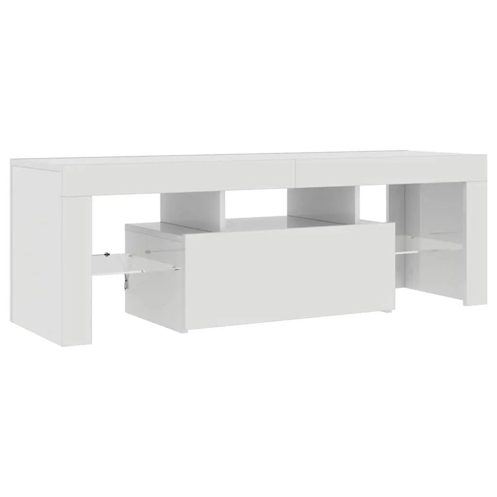 TV Cabinet High Gloss White 120 x 35 x 40 cm with RGB LED Lights Modern Media Stand Storage Unit